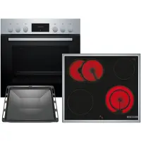 Bosch HND211FH61 (HEF113BS1+NKN645GA2E+HEZ431002 Backblech), Zonen-Induktionskochfeld, 4 Zone(n), Glaskeramik, Schwarz, Berührung, 58,3 cm