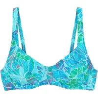 Sunseeker Bügel-Bikini-Top "Lapa", Damen, Gr. 46, Cup C, blau (türkis bedruckt), Microfaser, Recycling-Polyamid, bedruckt, Bikini-Oberteile Bügel-Bikini-Top, mit tropischem Print, Topseller