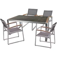 Garden Pleasure Garten-Essgruppe "AVERNA", grau (grau, silber, braun, grau, silberfarben), B:160cm H:84cm T:190cm, Aluminium, Glas, Kunststoff, Sitzmöbel-Sets, Garten-Essgruppe, mit robustem Glastisch