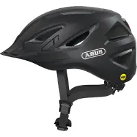 ABUS Stadthelm Urban-I 3.0 MIPS - Fahrradhelm mit Aufprallschutz, Rücklicht, chirm und Magnetverschluss - für Damen und Herren - Schwarz Matt, Größe L (56-61 cm)