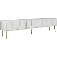 Skye Decor , Lyon 43 - White, Gold, TV-Einheit, Weiß, 100 % MELAMINBESCHICHTETE SPANPLATTEN, 180 x 35 x 43 cm