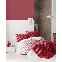 L'essentiel Maison , Puanline - Red, Ranforce Super King Bettbezug-Set (FR), Rot, 100 % BAUMWOLLE RANFORCE, 260 x 220 cm