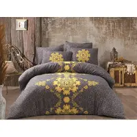 L'essentiel Maison , Saltanat - Yellow, Ranforce Doppel-Bettbezug-Set, Grau, 100 % BAUMWOLLE RANFORCE, 200 x 220 cm