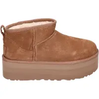 Ugg für Damen. 1135092 Lederstiefeletten W Classic Ultra Mini Platform braun (39), 3 bis 5 cm, Keine, Lässig