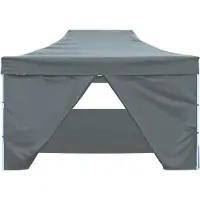 The Living Store Profi-Partyzelt Faltbar mit 4 Seitenwänden 3×4m Stahl Anthrazit