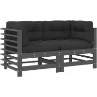 vidaXL Ecksofas mit Kissen 2 Stk. Grau Massivholz Kiefer - Ecksofa - Ecksofas - Gartensofa - Outdoor Sofa