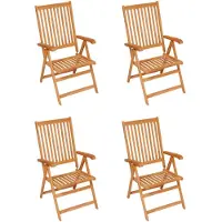 vidaXL Gartenstühle 4 Stk. Rote Karomuster Kissen Massivholz Teak - Gartenstuhl - Gartenstühle - Gartensessel - Klappstuhl