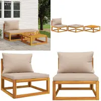 vidaXL 3 tlg. Garten Lounge Set mit Kissen Massivholz Akazie - Garten-Lounge-Set - Garten-Lounge-Sets - Outdoor-Lounge-Set - Garten-Lounge-Set