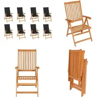 vidaXL Garten Liegestühle mit Kissen 8 Stk. Massivholz Teak - Gartenstuhl - Gartenstühle - Garten-Liegestuhl - Garten-Liegestühle