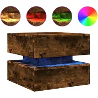 The Living Store Couchtisch mit LED-Leuchten Räuchereiche 50x50x40 cm