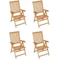 vidaXL Gartenstühle 4 Stk. mit Anthrazit Kissen Massivholz Teak - Gartenstuhl - Gartenstühle - Gartensessel - Klappstuhl