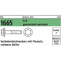 Industrial Quality Supplies EN 1665 - Stahl 8.8 verzinkt - M 8x30 - Sechskantschrauben mit Flansch, schwere Reihe