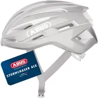 ABUS Rennradhelm StormChaser ACE - leichter Fahrradhelm für Radrennen, Gravelbike-Touren und Cyclocross - für Damen und Herren - Pure Grey, Größe M (54-58 cm)