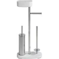 Wenko WC-Garnitur "Rivazza", weiß, B:17cm H:72,5cm L:32cm, Edelstahl, Kunststoff, Reinigungsbürsten, WC-Garnitur, integrierter Toilettenpapierhalter und Box