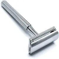Parker Shaving 78R - Chrome - Unisex Textured Long Handle Three p