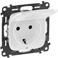 Legrand 755155 Schuko Steckdose Klappdeckel. mit erhöht Berührungsschutz Valena Allure ultraweiß