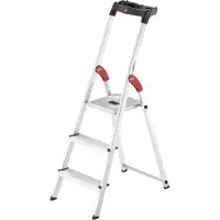 Hailo Stufen-Stehleiter L60 StandardLine, EN 131, mit Multifunktionsschale & Gelenkschutz, bis 150 kg, 3 Stufen