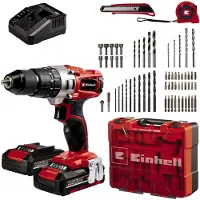 Einhell Akku-Schlagbohrschrauber "Power X-Change TE-CD 18/2 Li-i inkl. 64 tlg. Zubehör", rot, Bohrmaschinen, Akku-Schlagbohrschrauber, inkl. 2 Akkus á 2 Ah, Ladegerät und Aufbewahrungskoffer