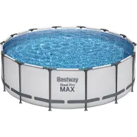 Bestway Aufstellbecken rund Steel Pro MAX, Kartuschenfilterung, Stufen, Abdeckplane, Durchmesser 4,27m, Höhe 1,22m
