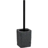 Wenko WC-Garnitur "Villata Grau", grau (anthrazit), B:11,2cm H:37cm L:10cm, Polyresin (Kunststein), Reinigungsbürsten, WC-Garnitur