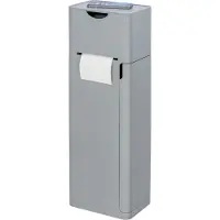 Wenko 6 in 1 Stand WC-Garnitur Imon Grau matt, integrierter Toilettenpapierhalter, WC-Bürstenhalter, Wenko Grau