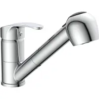 Schutte Küchenarmatur DIZIANI mit Geschirrbrause, Wasserhahn Küche ausziehbar, Mischbatterie Küche, Spültischarmatur in Chrom