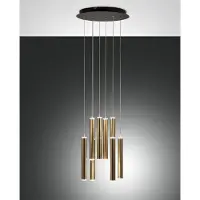 FABAS LUCE LED-Hängeleuchte Prado, gold, 8-flammig, Ø 40 cm, dimmbar