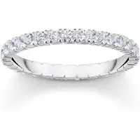 Thomas Sabo Fingerring "Schmuck Silber 925 Ring" Gr. 52, silber (silberfarben, kristallweiß), Fingerringe, Damen, 52, Silber 925 (recycelt), 2mm, Fingerring, mit Zirkonia (synth.)