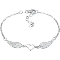 Elli Armkette "Armband Herz Flügel 925 Sterling Silber" Gr. 190, silber, Armbänder, Damen, 190, Silber 925 (Sterlingsilber), Armkette