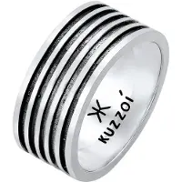 KUZZOI Silberring "Ring Herren Bandring Massiv Rillen 925 Silber" Gr. 66, grau, Fingerringe, Herren, 66, Silber 925 (Sterlingsilber), Silberring