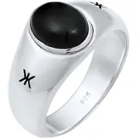 KUZZOI Siegelring "Ring Herren Siegelring Onyx Klassik Logo 925 Silber" Gr. 62, silber, Fingerringe, Herren, 62, ohne Stein, Silber 925 (Sterlingsilber), 9mm, Siegelring