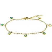 Amor Armband "2034266, 2034271", gold (gelbgoldfarben, grün, grün), Armbänder, Damen, 19cm, Edelstahl, Armband, mit Zirkonia (synth.)
