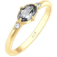 Elli Verlobungsring "Ring Bandring 925 Silber, mit Kristallen von Swarovski" Gr. 54, gold, Fingerringe, Damen, 54, Silber 925 (Sterlingsilber), Verlobungsring