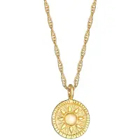 Elli Halskette Kordelkette Coin Rund Sonne Antik 925Er Silber Elli Gold