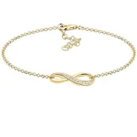 Elli Armkette "Armband Infinity/Unendlichkeit mit Zirkonia 925 Silber" Gr. 160, gold, Armbänder, Damen, 160, Silber 925 (Sterlingsilber), Armkette