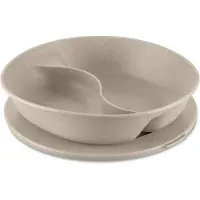 Koziol CONNECT SEPAREE Menüteller mit Deckel, 1,5 Liter, Menüteller mit praktischer Unterteilung und Deckel, spülmaschinengeeignet, Farbe: nature desert sand