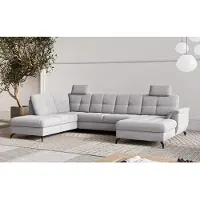 Sit&More Wohnlandschaft SIT & MORE "Zora", silber, B:319cm H:92cm T:212cm, 90% Polyester 10% Polyamid, Sofas, Wohnlandschaft, wahlweise mit Schlaffunktion und Bettkasten