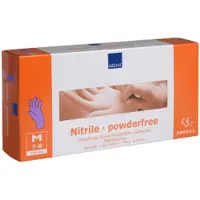 Abena Sensitive Nitril Einweghandschuhe, lila, Unsterile, puderfreie Einmalhandschuhe mit Rollrand, 1 Karton = 10 Packungen à 100 Stück, Größe M