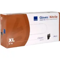 Abena Classic Nitril Einweghandschuhe, schwarz 290485 , 1 Karton = 10 Packungen = 1000 Stück, Größe XL