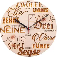 Huamet CH40-A2413 Holz-Wanduhr Textuhr Zirbe Ø 30 cm
