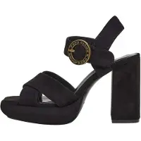 Pepe Jeans für Damen. PLS90701 Lenny Logo Sandalen schwarz (36), 8 bis 10 cm, Schnalle, Lässig, Party