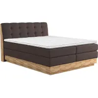 Home affaire Boxspringbett "Naome", schwarz (charcoal), B:181cm L:217cm, 100% Polyester, Komplettbetten, Boxspringbett, Boxspringbett, Inklusive Topper