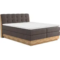 Home affaire Boxspringbett "Naome", braun (mud), B:181cm L:217cm, 100% Polyester, Komplettbetten, Boxspringbett, Boxspringbett, Inklusive Topper