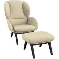 FLEXLUX Ohrensessel "Adria Designsessel, Loungesessel", beige (sandy beige), B:78cm H:100cm T:96cm, 100% Polyester, Sessel, Ohrensessel, Stil & Komfort, organische Form, Fuß Holz schwarz