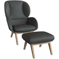 FLEXLUX Ohrensessel "Adria", grau (warm mineral grau), B:78cm H:100cm T:96cm, 100% Echteder, Sessel, Ohrensessel, Stil & Komfort, organische Form, Fuß Eiche