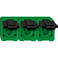 Merten 229377 Aufputz Steckdose mit Klappdeckel 3-fach IP55 grün Agrar