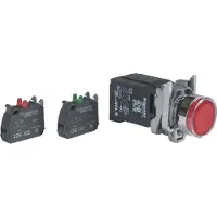 Schneider Electric XB4BW3435 Leuchtdrucktaster, Harmony XB4, Metall, 22mm, rot, unbeschriftet, Glülampe BA9s, glatte Kalotte, 1S+1Ö, 120V AC