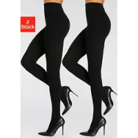 LASCANA Strickstrumpfhose , Damen, Gr. 36/38, schwarz (2x schwarz), Obermaterial: 70% Baumwolle, 28% Polyamid, 2% Elasthan, uni und gemustert, Strumpfhosen Strickstrumpfhose, mit Zopfmuster, Topseller