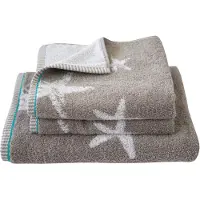 Dyckhoff Handtuch Set "Maritim, Starfish", grau (kiesel), 3 Stk., Frottier, Frottier, Obermaterial: 100% Baumwolle, Handtuch-Sets, Handtuch Set, 2 Handtücher (50x100cm), 1 Duschtuch (70x140cm)
