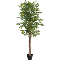vidaXL Zitronenbaum Künstlich mit 3 Stämmen Grün 180 cm PP